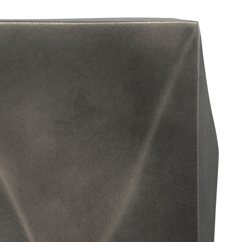 Black Cast Aluminum Side Table with Modern Pyramid Design - Black, photo 8 of 10