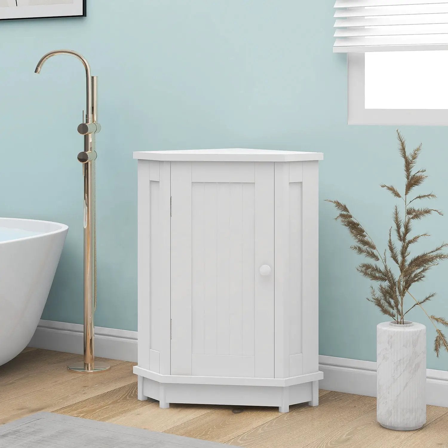 Bathroom Cabinet Triangle Corner Storage Cabinet With Adjustable Shelf Modern Style by Unique Piece Furniture