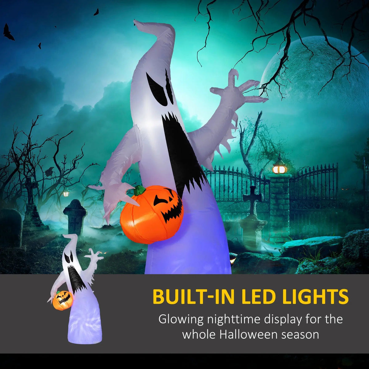 HOMCOM 5.9' Halloween Inflatable Outdoor Decoration Ghost with Pumpkin by HouseOfZazla