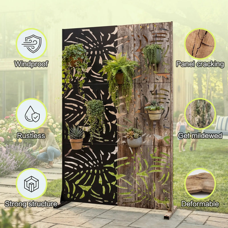 Metal Privacy Screens 3.3Ft x 6Ft Outdoor and Indoor Divider by HouseOfZazla