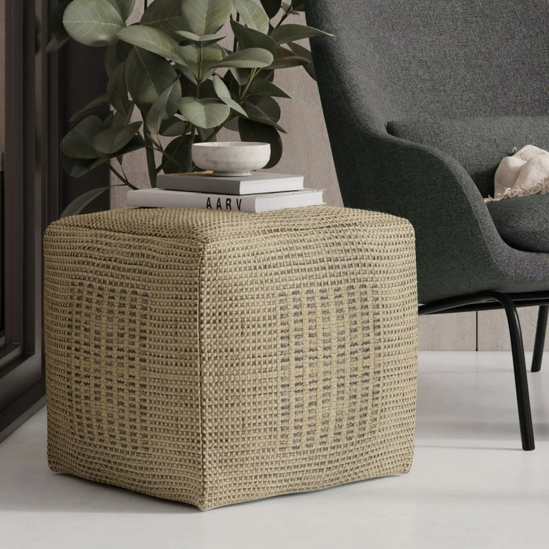 Delilah - Square Woven Pouf - Natural by HouseOfZazla