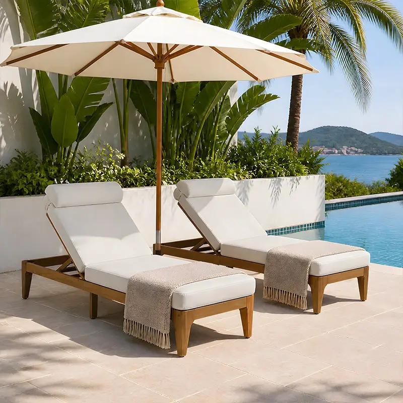 TOPMAX Acacia Wood Chaise Lounge Set of 2 by HouseOfZazla