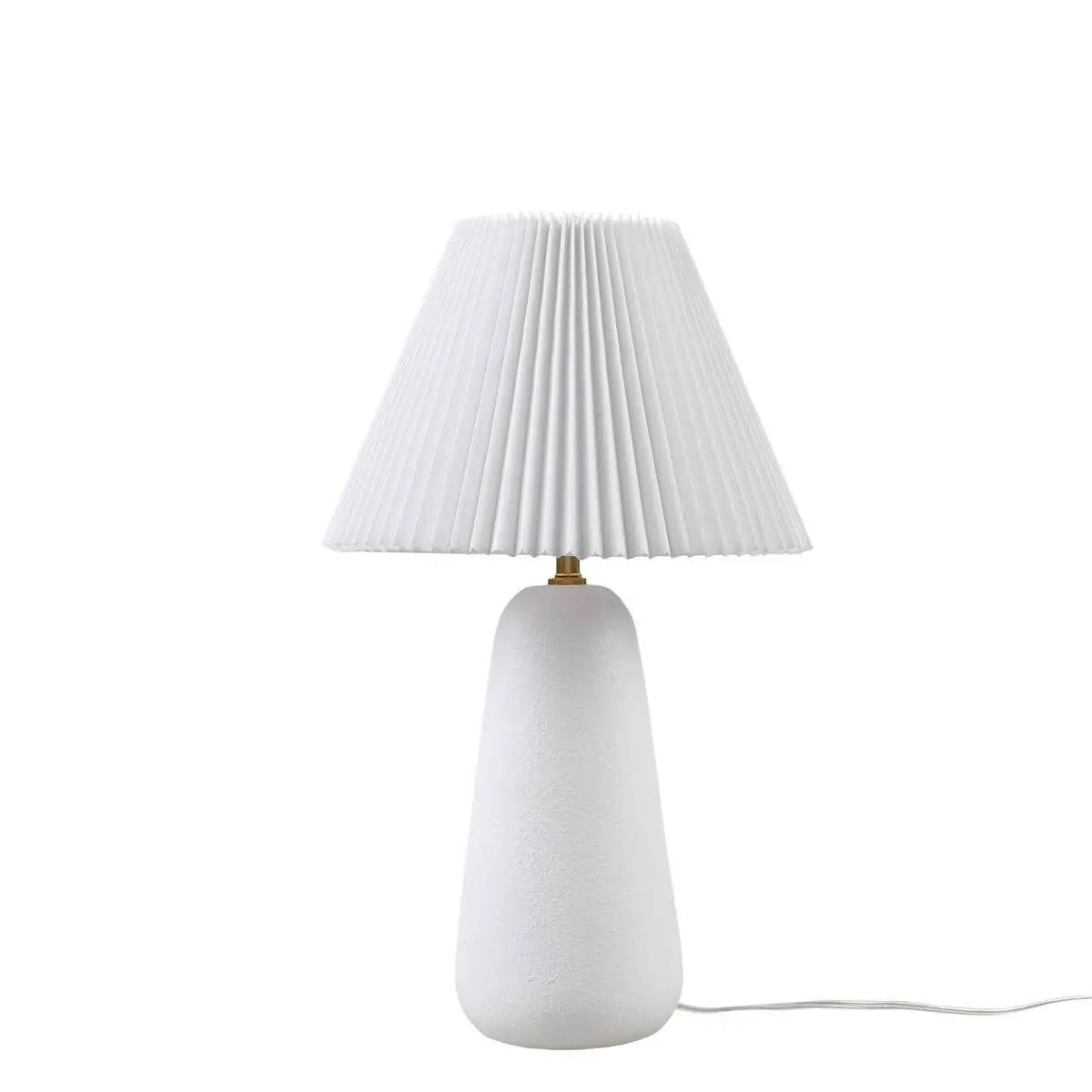 Textured Ceramic Table Lamp with Fluted Fabric Shade - White by HouseOfZazla