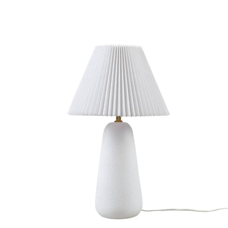 Textured Ceramic Table Lamp with Fluted Fabric Shade - White by HouseOfZazla