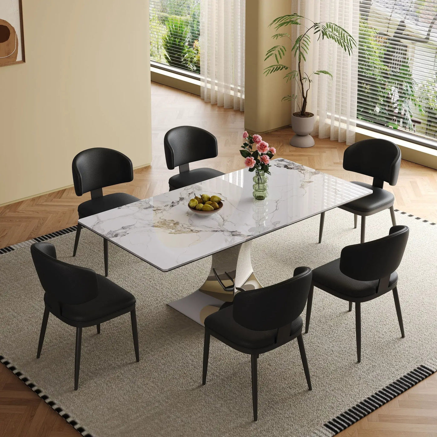 Modern Rectangular Dining Table For 6 With Chairs by HouseOfZazla