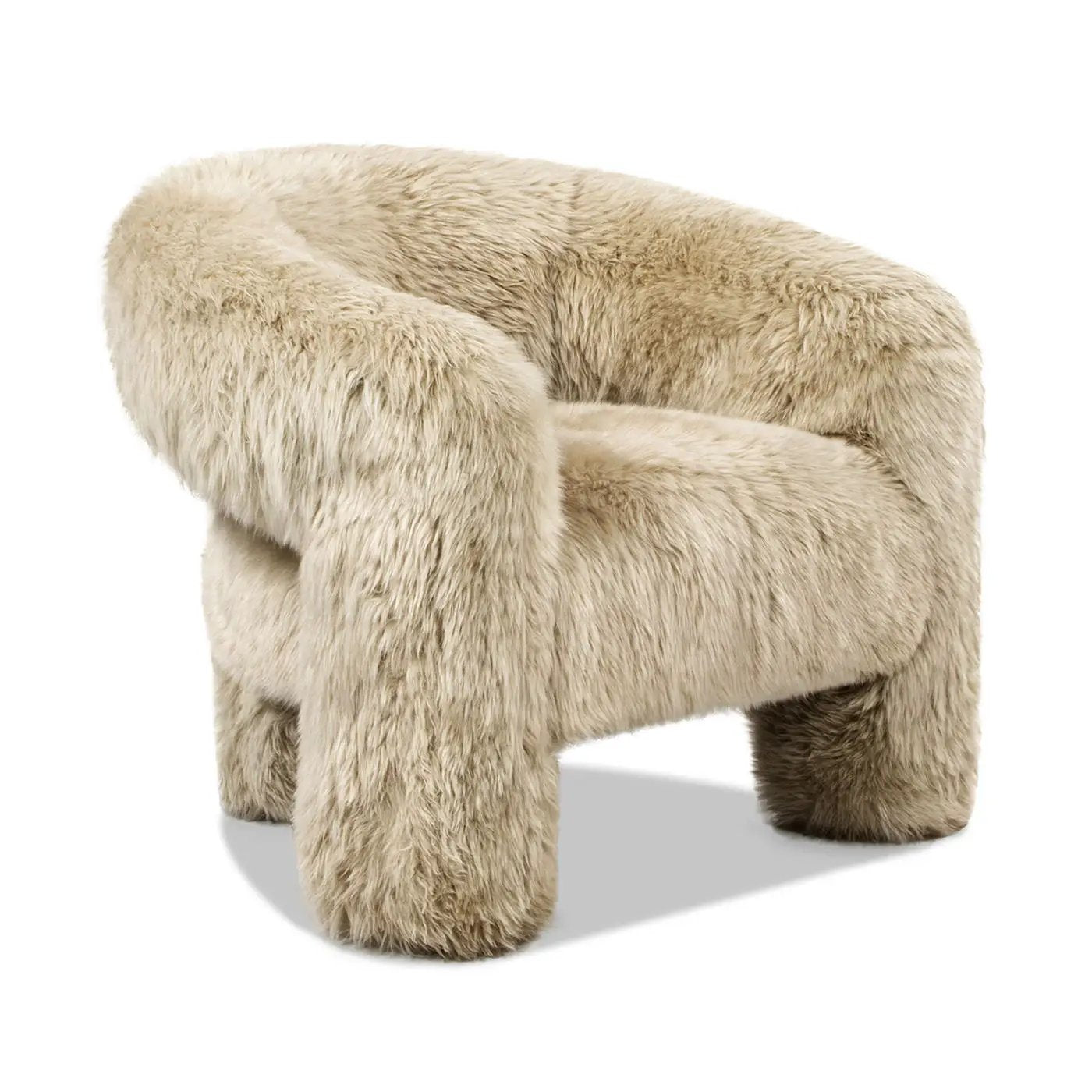 Avalon - Genuine Sheepskin Fur Split Barrel Back Accent Chair - Natural Blonde by Unique Piece Furniture