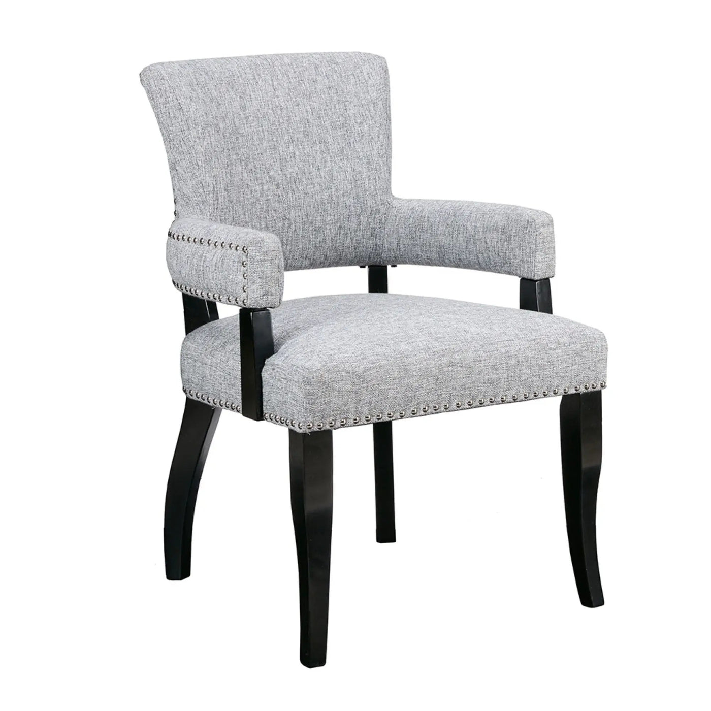 Elegant Arm Dining Chair With Brass Nail Head Detailing by HouseOfZazla