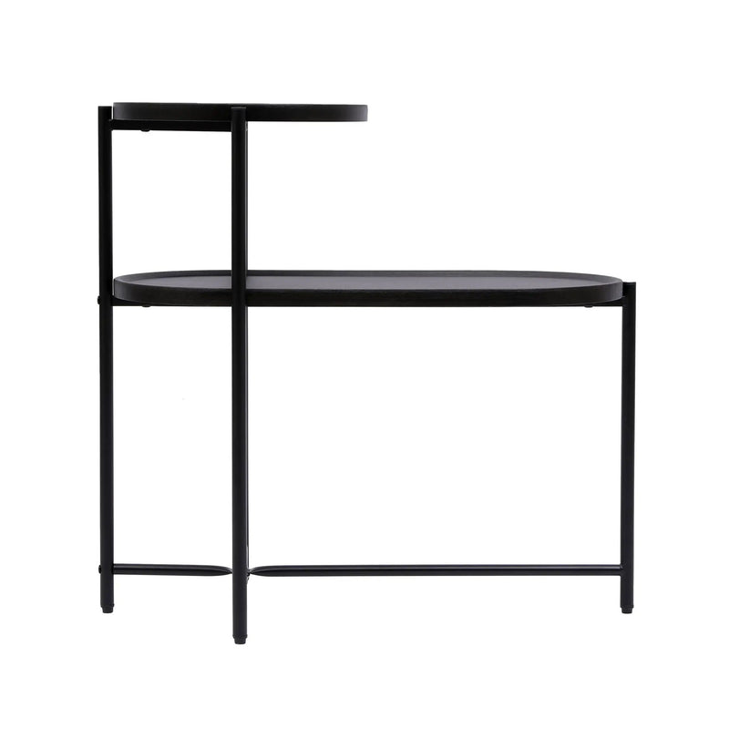Round Coffee Table With Storage Tray 2 Tier Oval End Tables Wooden Small Side Table For Living Room by HouseOfZazla