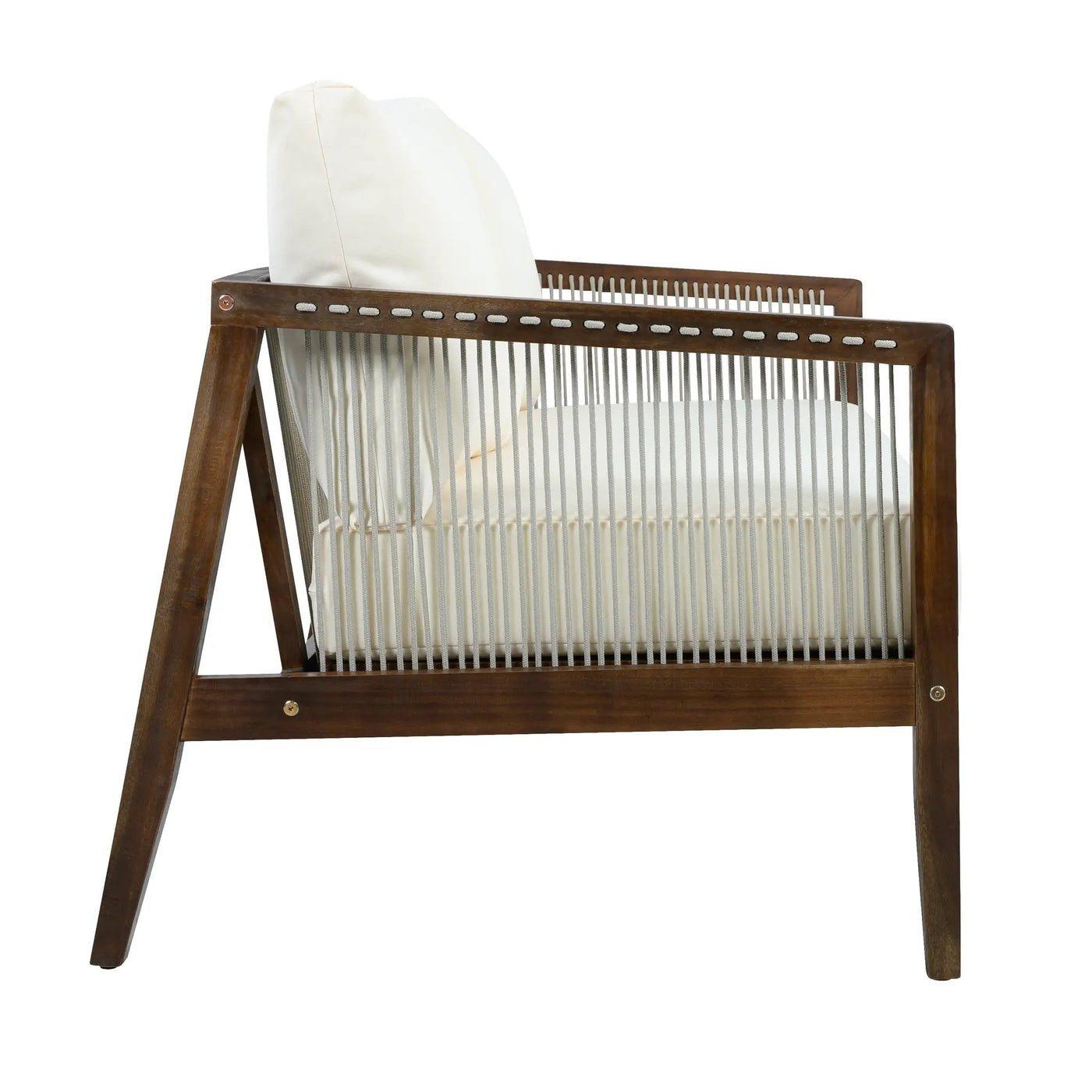 Outdoor Loveseat and Coffee Table Set, Acacia Wood Frame with Rope Detail by HouseOfZazla