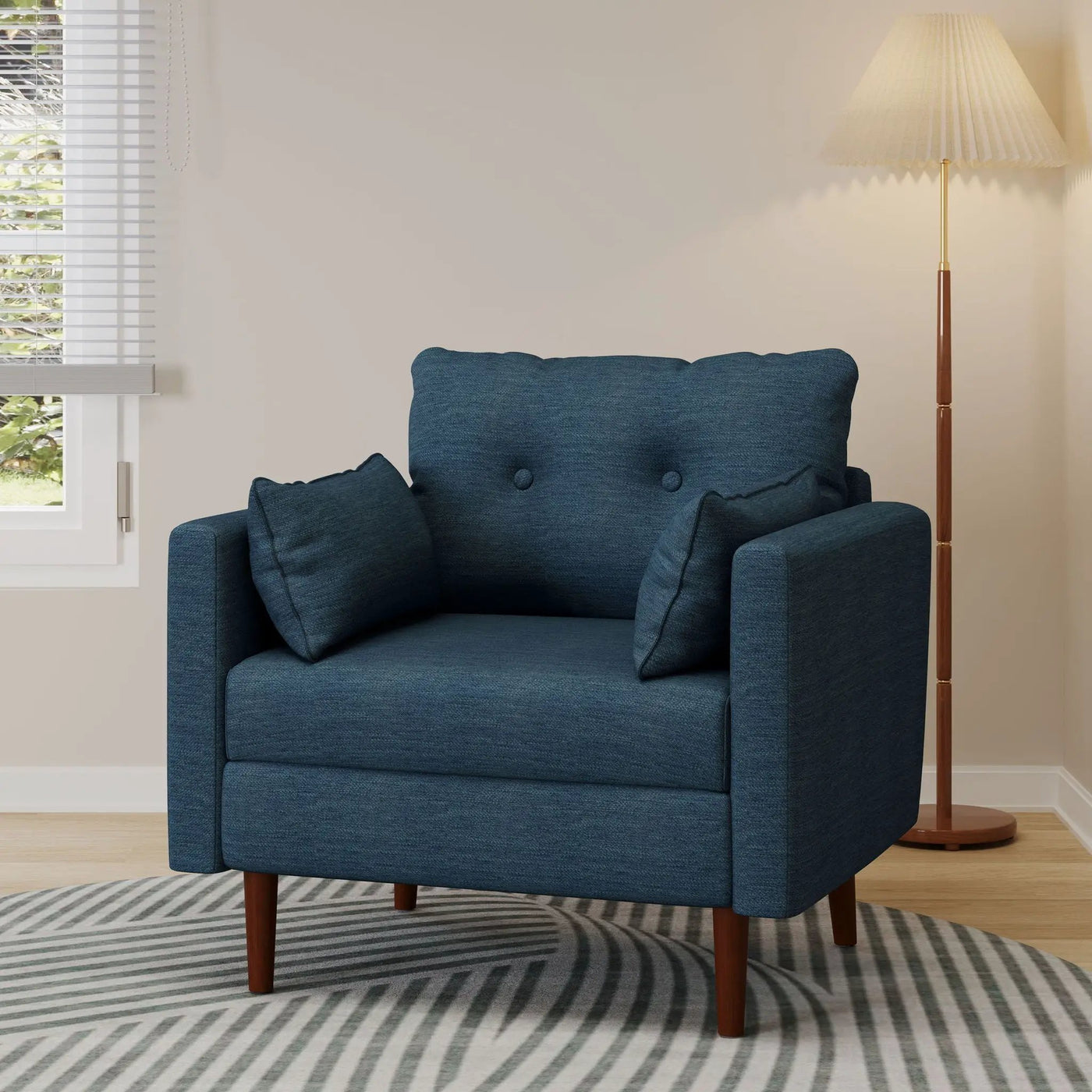 Enchantica Upholstered Fabric Club Chair with Button Tufting and 2 Accent Pillows by HouseOfZazla