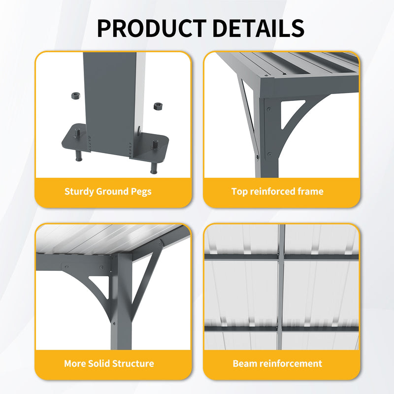 Outdoor Pergola 8' x 10' Metal Inclined Roof by HouseOfZazla
