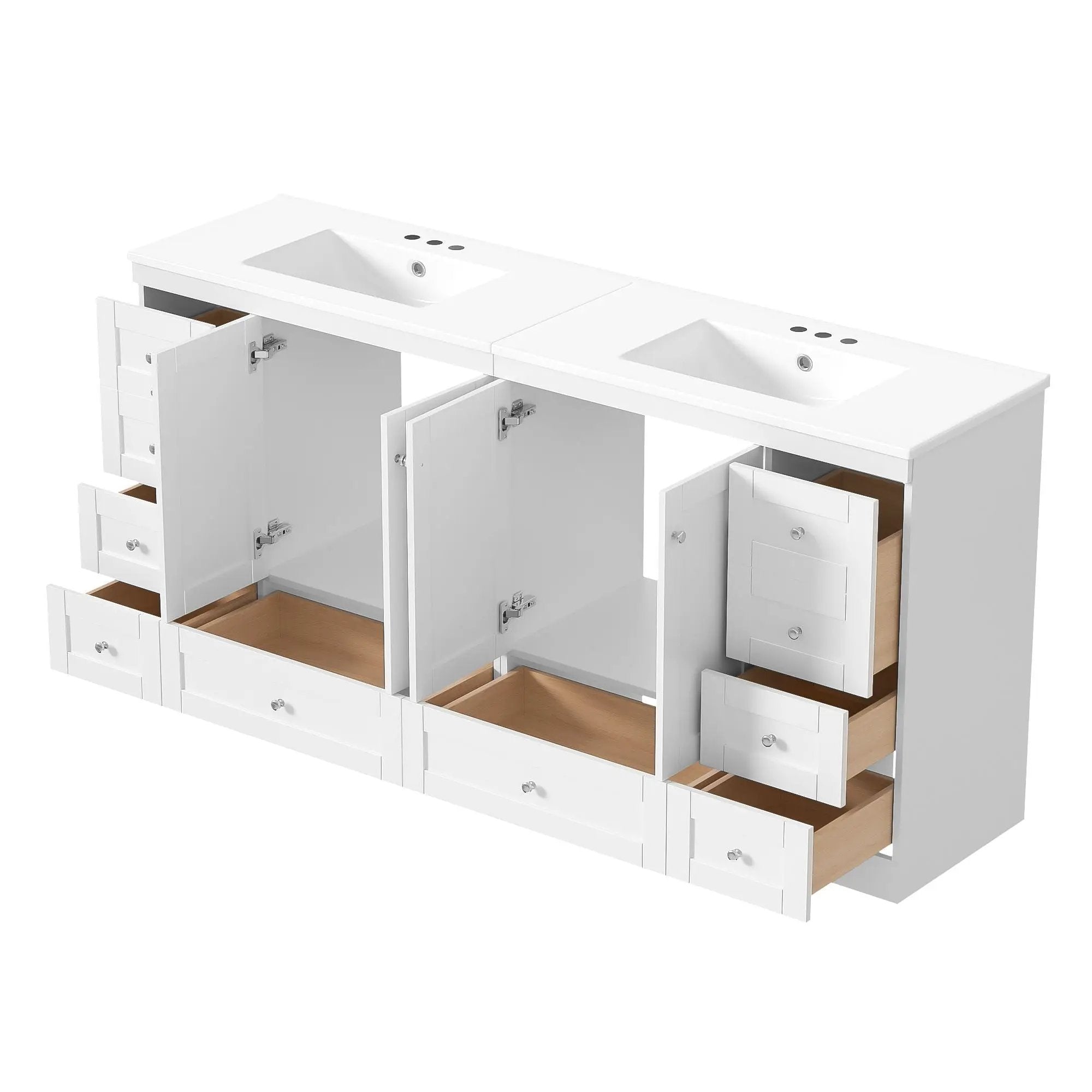 Shaker Free Standing Bathroom Vanity Cabinet & Sink, Soft Close Drawers, Soft Close Doors by HouseOfZazla