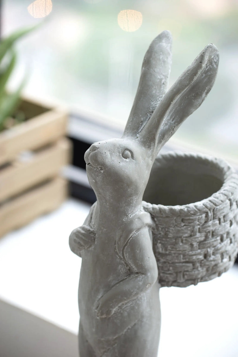 8.5x5.5x19.5" Tall Cement Rabbit Planter by HouseOfZazla