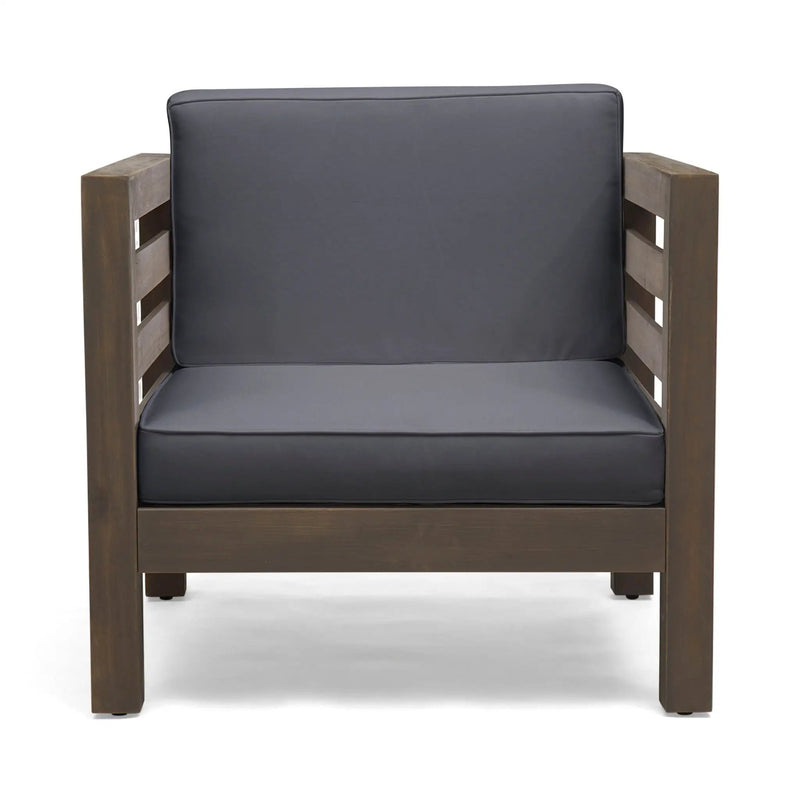 Outdoor Acacia Wood Patio Chair With Fabric Cushion by HouseOfZazla