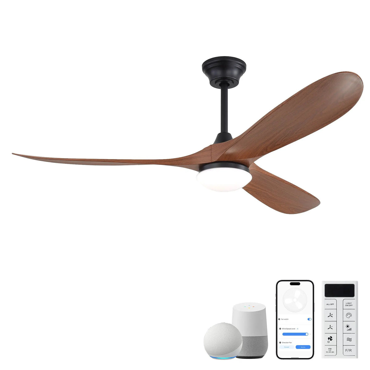 Smart Ceiling Fan With Lights, 3 Blades, Reversible Quiet DC Motor For Indoor by Unique Piece Furniture