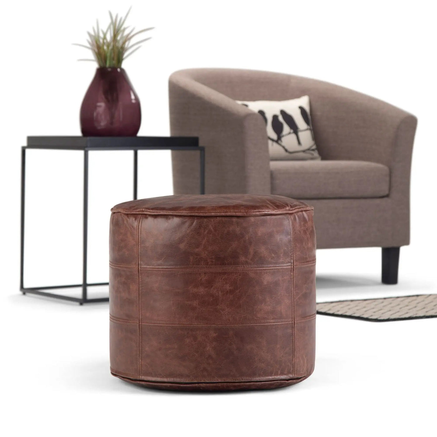 Connor - Handcrafted Round Pouf by HouseOfZazla