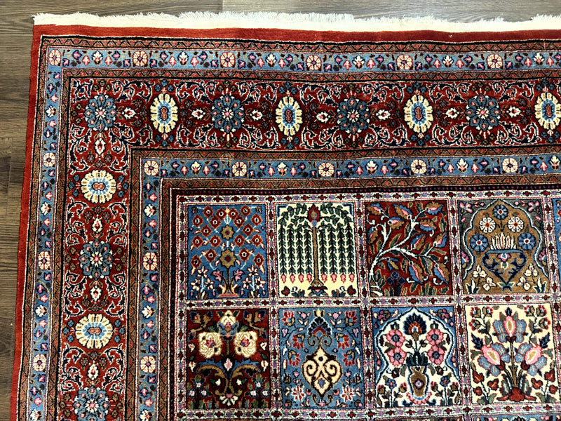 Wonderful Persian Qum Rug 10x13, Panel Design, Fine 260 KPSI, Signed, Red Multicolor by Jewel Rugs