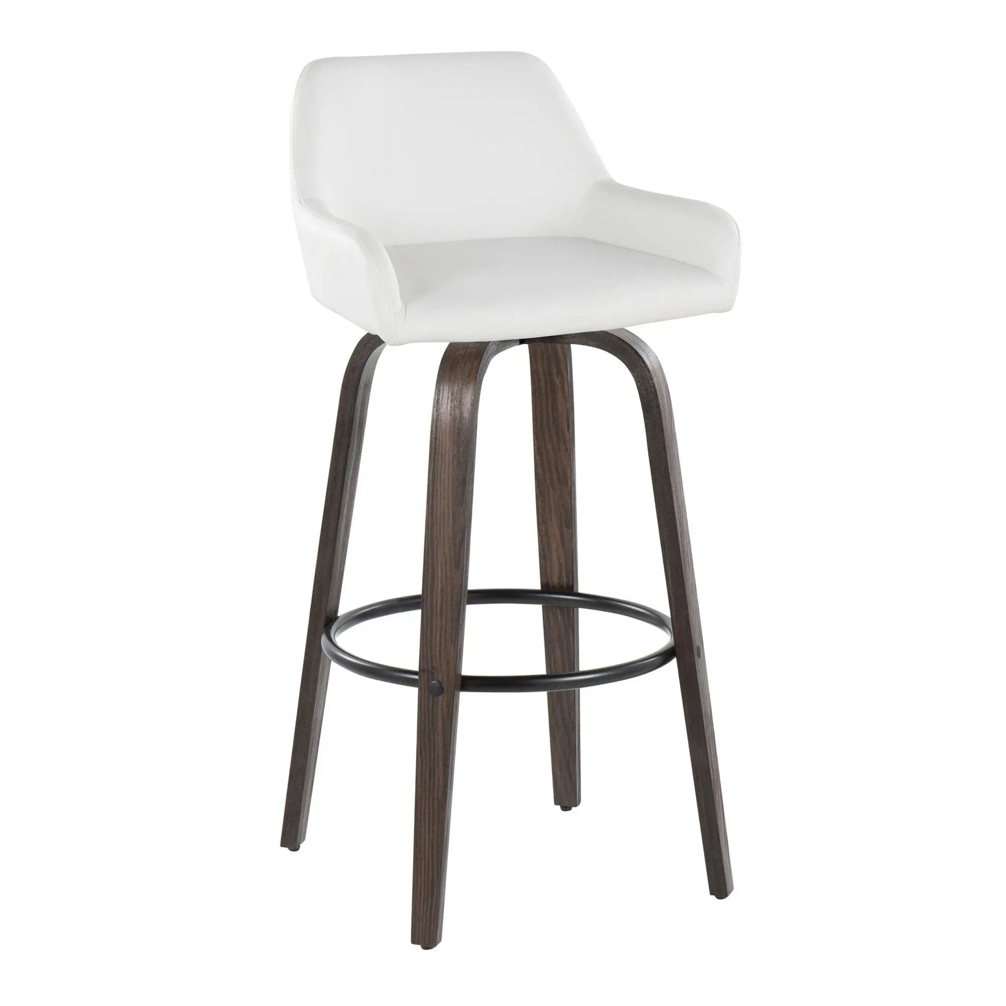 Daniella - Contemporary Fixed Height, Barstool With Swivel With Round Footrest (Set of 2) by HouseOfZazla