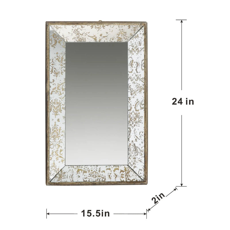 Antique Rectangle Mirror With Floral Accents, Mirrored Display Tray, Hanging Wall Mirror by Unique Piece Furniture