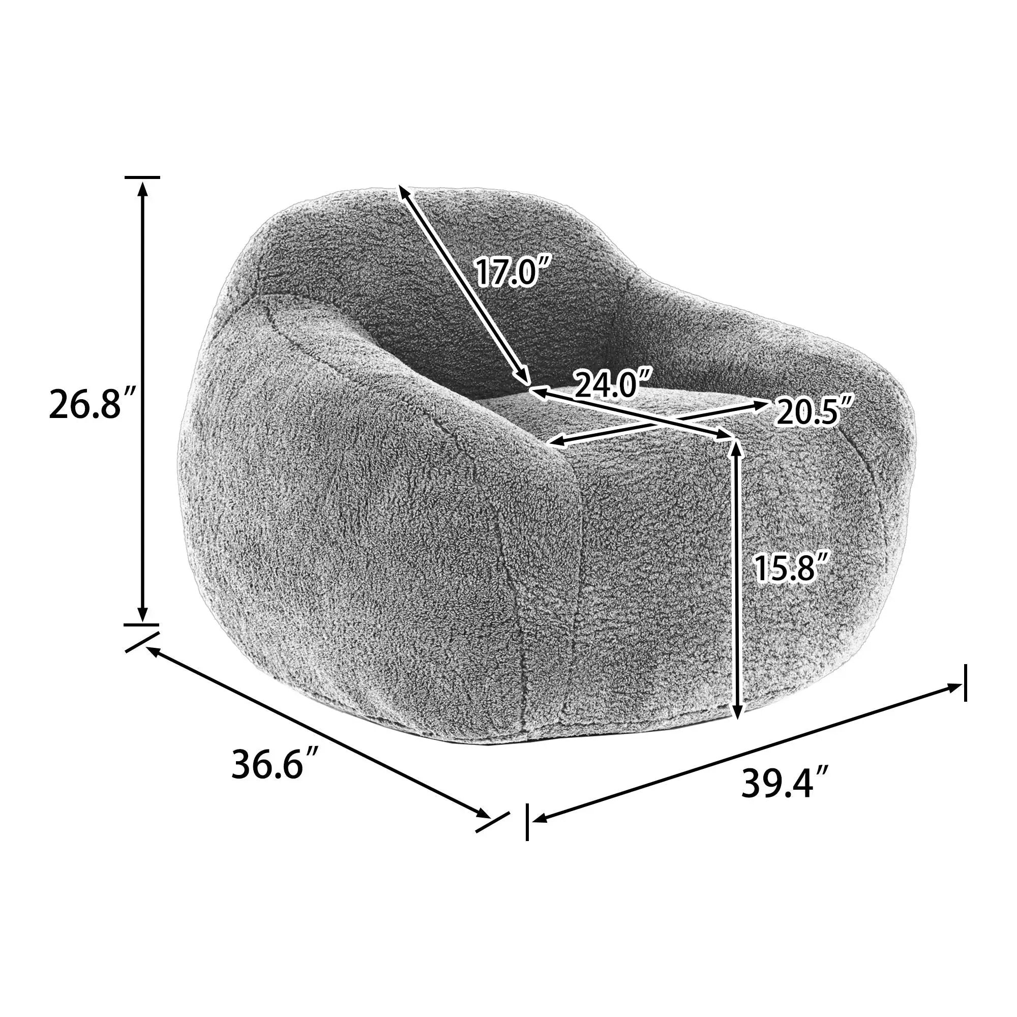 Giant Bean Bag Chair, Spacious Memory Foam With Armrests by Unique Piece Furniture