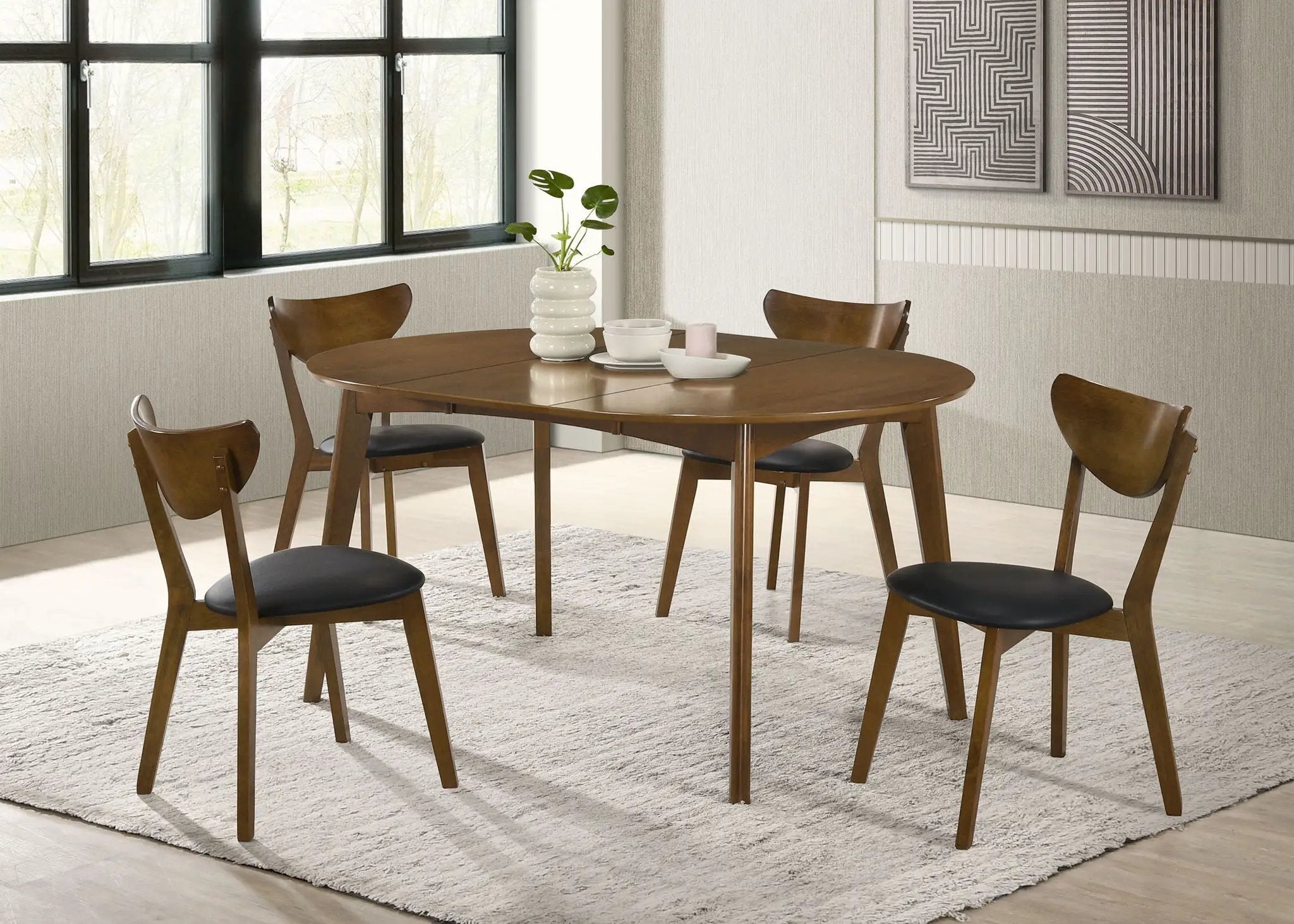 Jedda 5-piece Oval Dining Table Set Dark Walnut by Unique Piece Furniture
