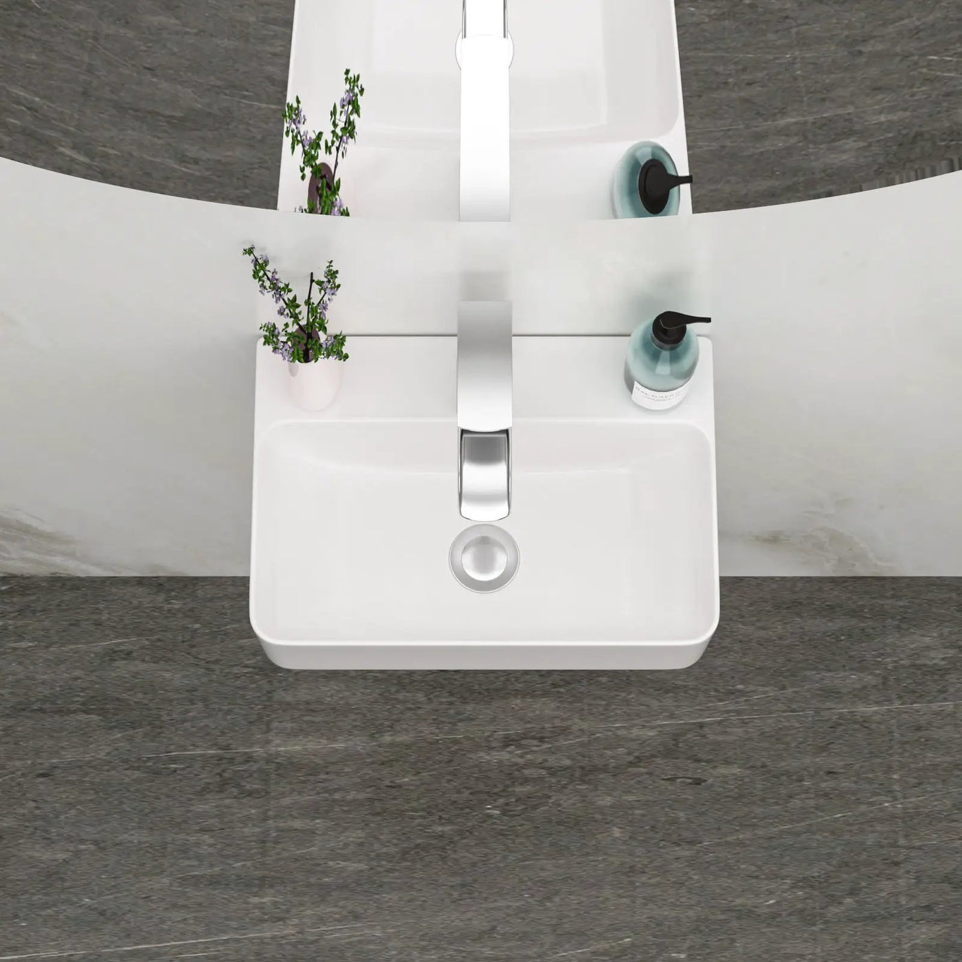 Ceramic Rectangle Wall Mount Bathroom Sink With Single Faucet Hole by HouseOfZazla