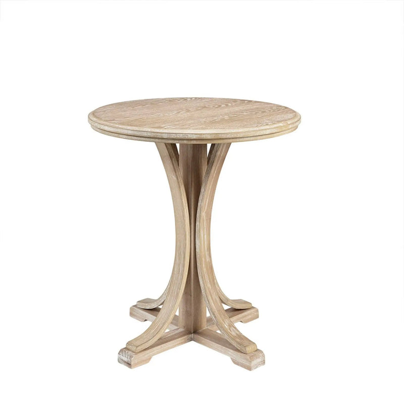 Accent Table Round Rustic Ash Veneer Reclaimed Wheat - Natural by HouseOfZazla