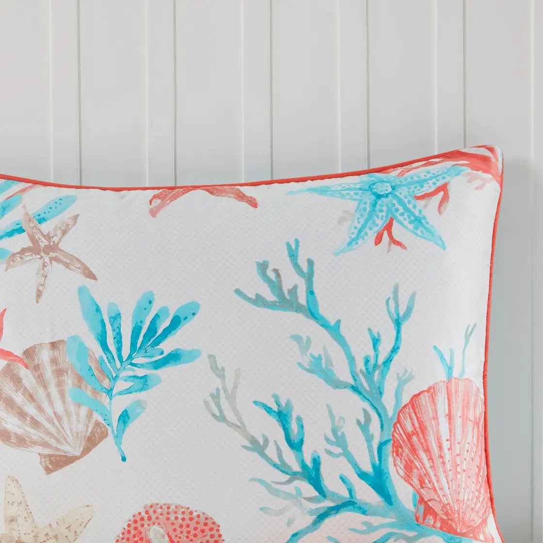 7 Piece Cotton Sateen Comforter Set Coral Queen by HouseOfZazla