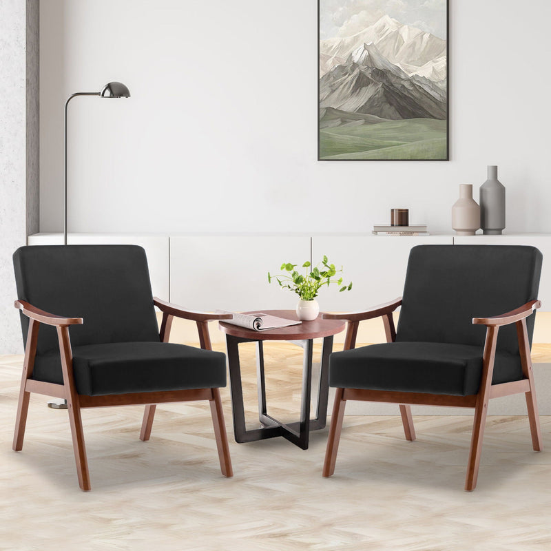 Mid Century Modern Accent Chair With Solid Wood Frame And Extra Thick Backrest by HouseOfZazla
