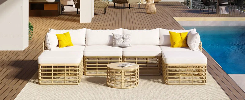 All-Weather 7-Piece Rattan Outdoor Sectional Sofa Set by HouseOfZazla