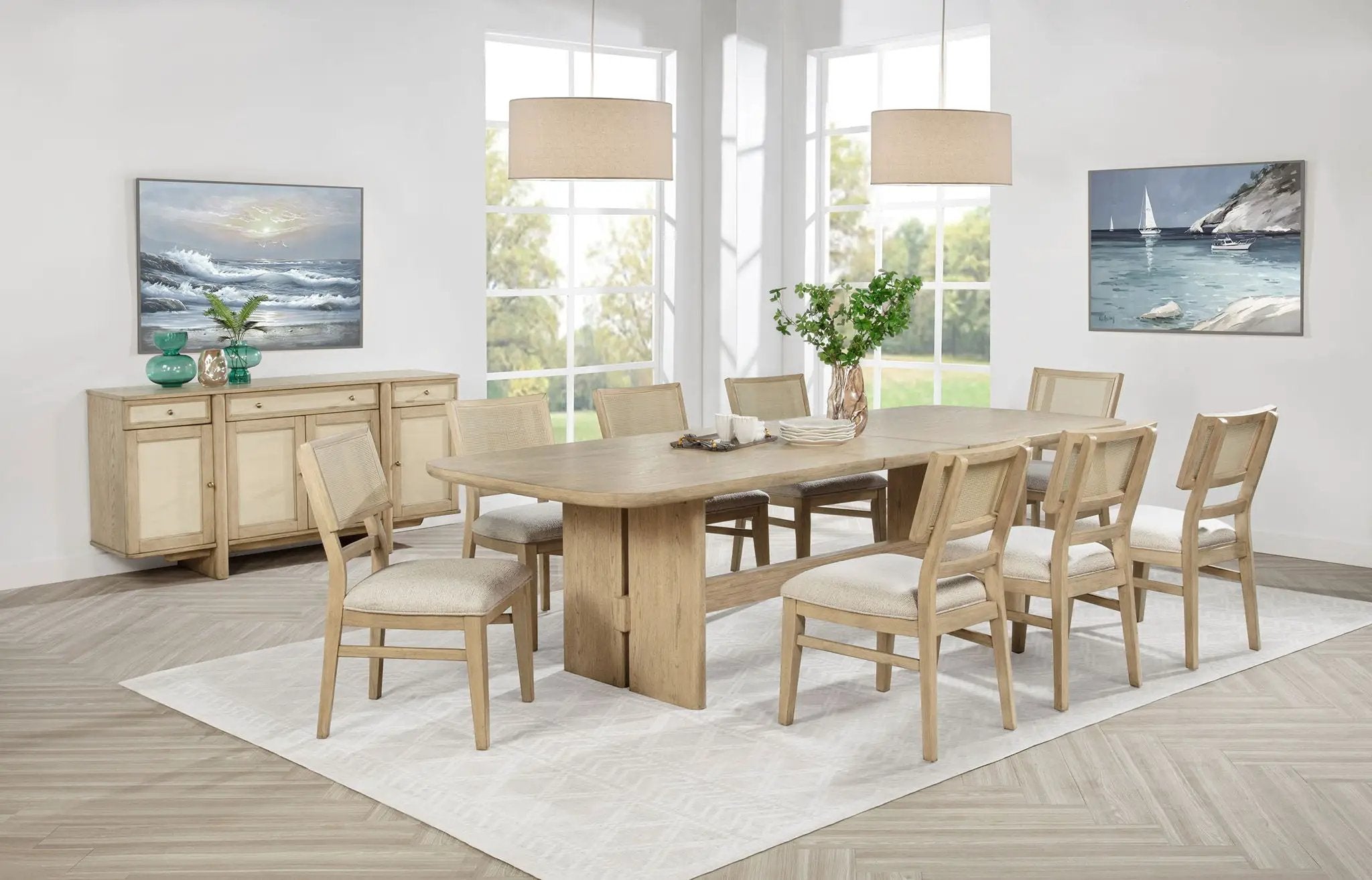 Kailani 10-piece Wood Dining Set with Sideboard Beige Oak by Unique Piece Furniture