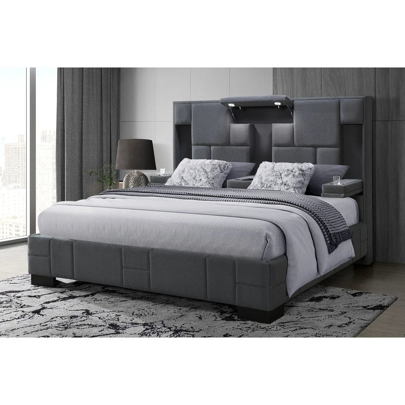 Yaris - Contemporary Bed With Wireless Charging And LED Lights by Unique Piece Furniture
