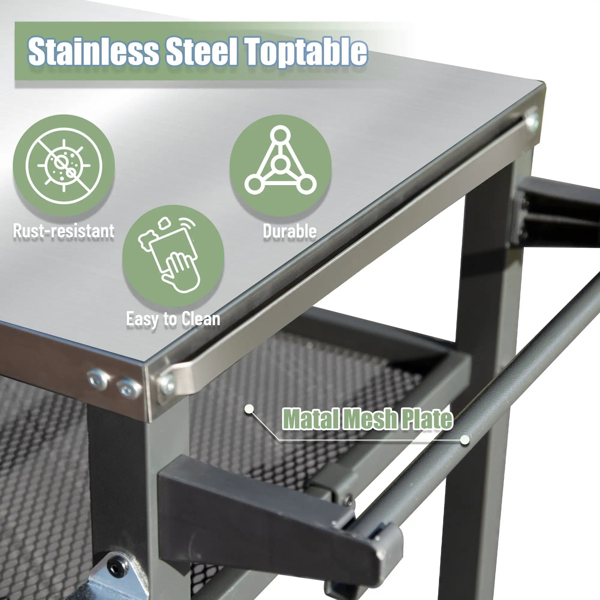 3-Shelf Outdoor Grill Table with Wheels by HouseOfZazla