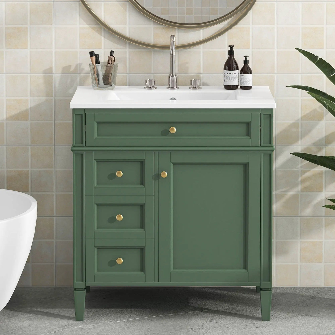 Bathroom Vanity With Top Sink, Storage Cabinet With 2 Drawers, Tip Out Drawer by HouseOfZazla