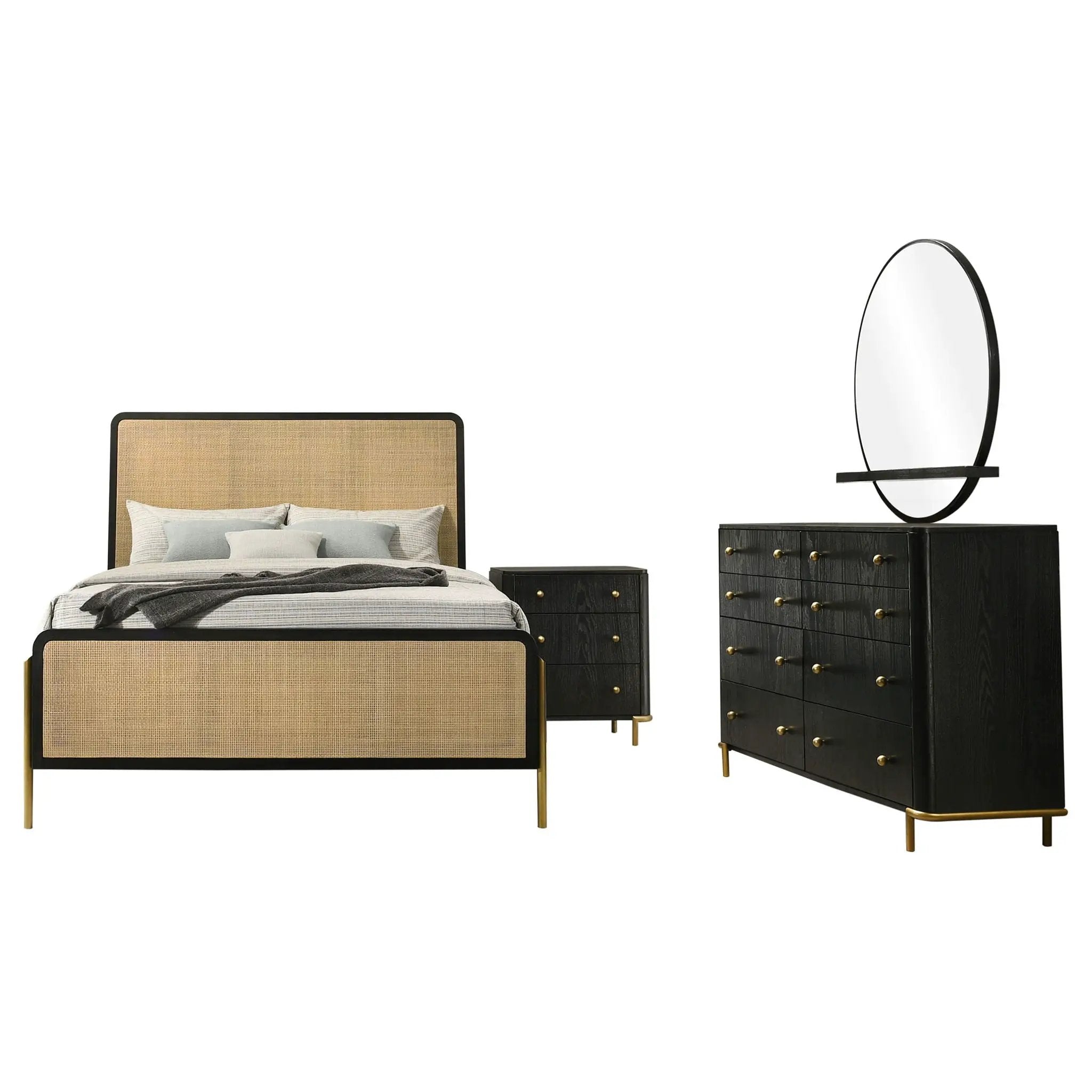Arini 4-piece California King Bedroom Set Black and Natural by Unique Piece Furniture