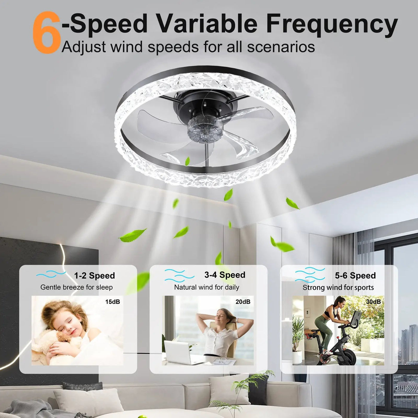 19.7" Ceiling Fan with Dimmable LED Light and Remote & App Control by HouseOfZazla