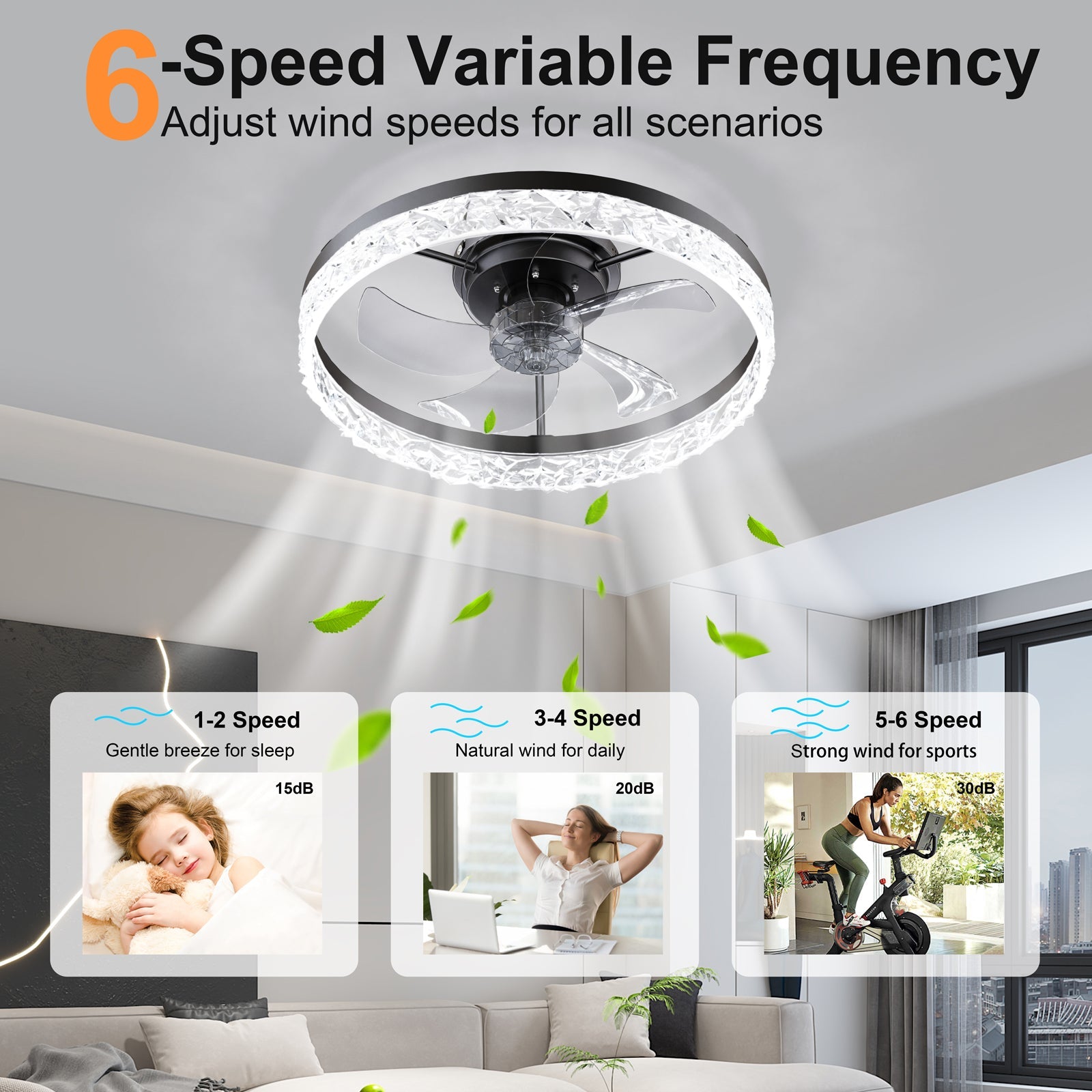 19.7" Ceiling Fan with Dimmable LED Light and Remote & App Control by HouseOfZazla