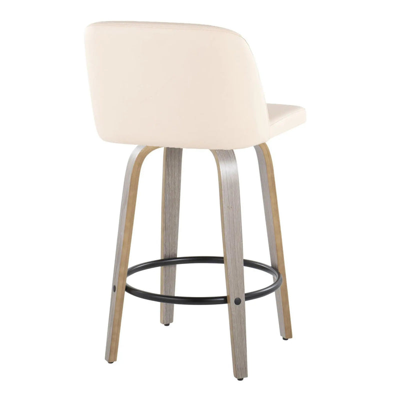Toriano - Contemporary Fixed Height Counter Stool With Swivel & Round Footrest (Set of 2) by Unique Piece Furniture