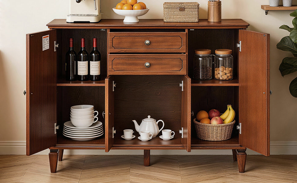 Vintage Wooden Sideboard Buffet Cabinet with Adjustable Shelves - Multi-Functional Storage, photo 2 of 10