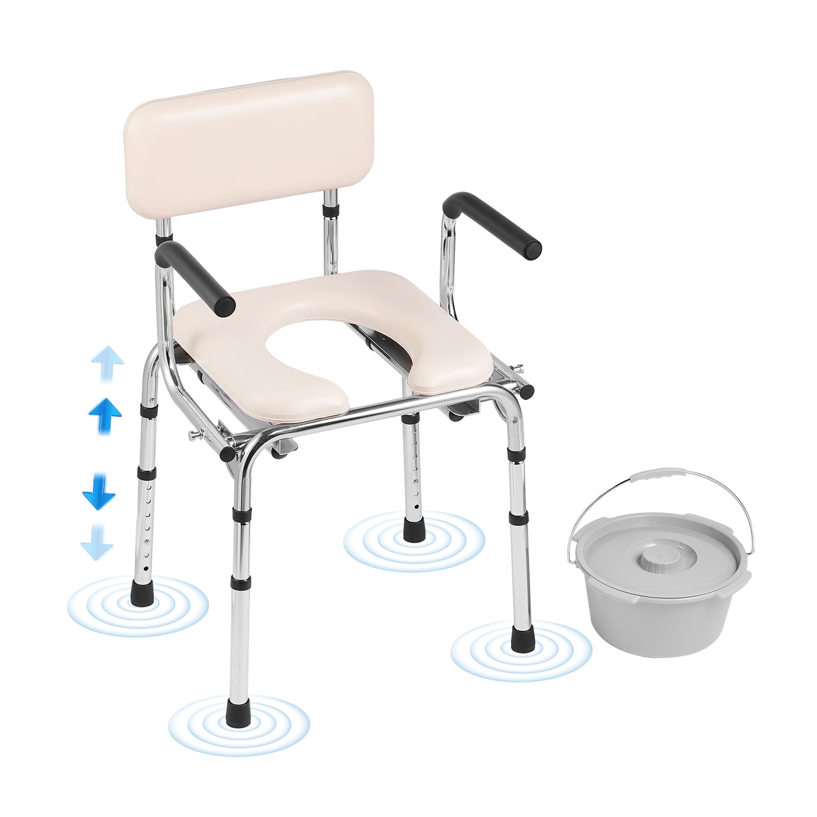 Commode Chair with Padded Seat and Adjustable Height by HouseOfZazla