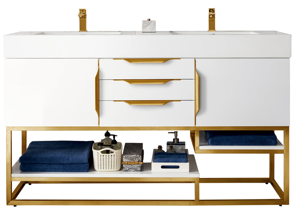 James Martin Columbia 59" Double Vanity Cabinet, Glossy White by James Martin