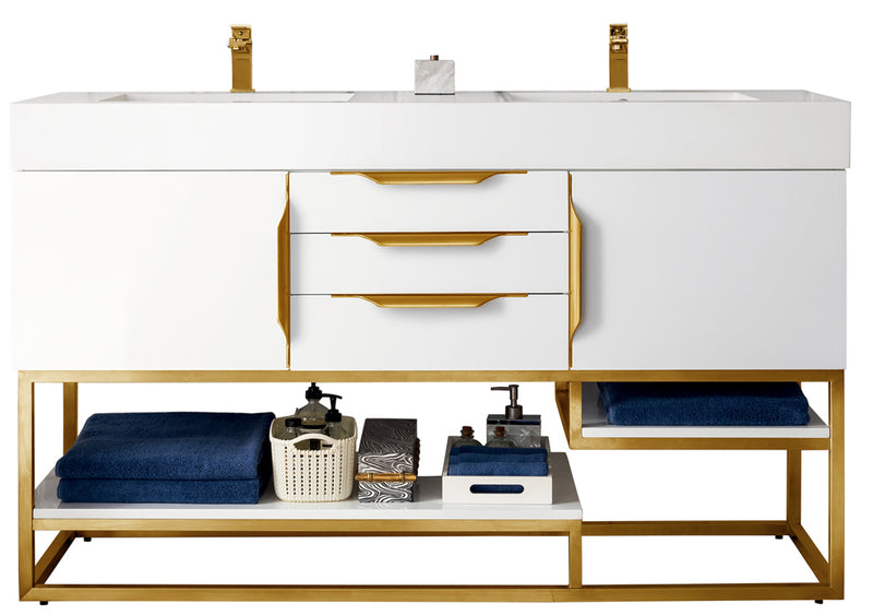 James Martin Columbia 59" Double Vanity Cabinet, Glossy White by James Martin