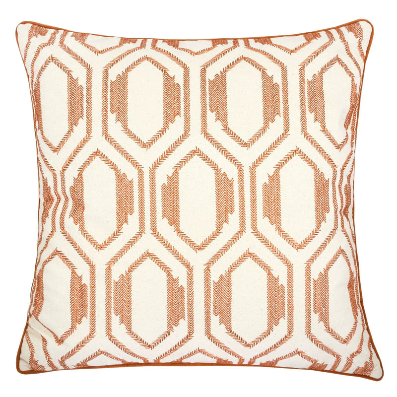 Geometric Embroidered Throw Pillow - Rust by Unique Piece Furniture