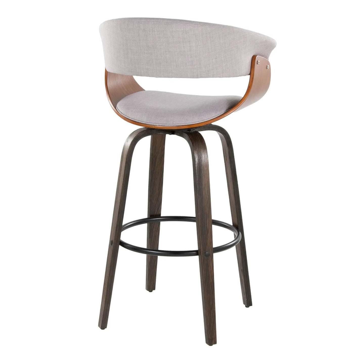 Vintage Mod - Mid Century Modern Fixed Height Barstool With Swivel & Round Footrest (Set of 2) by HouseOfZazla