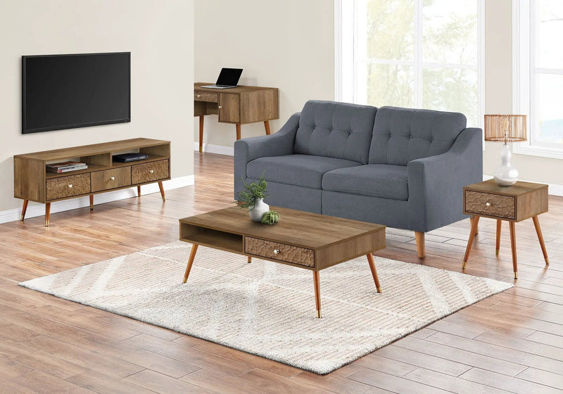 Coffee Table, Accent, Cocktail, Rectangular, Storage, Living Room, Wood Legs, Mid Century - Walnut by Unique Piece Furniture