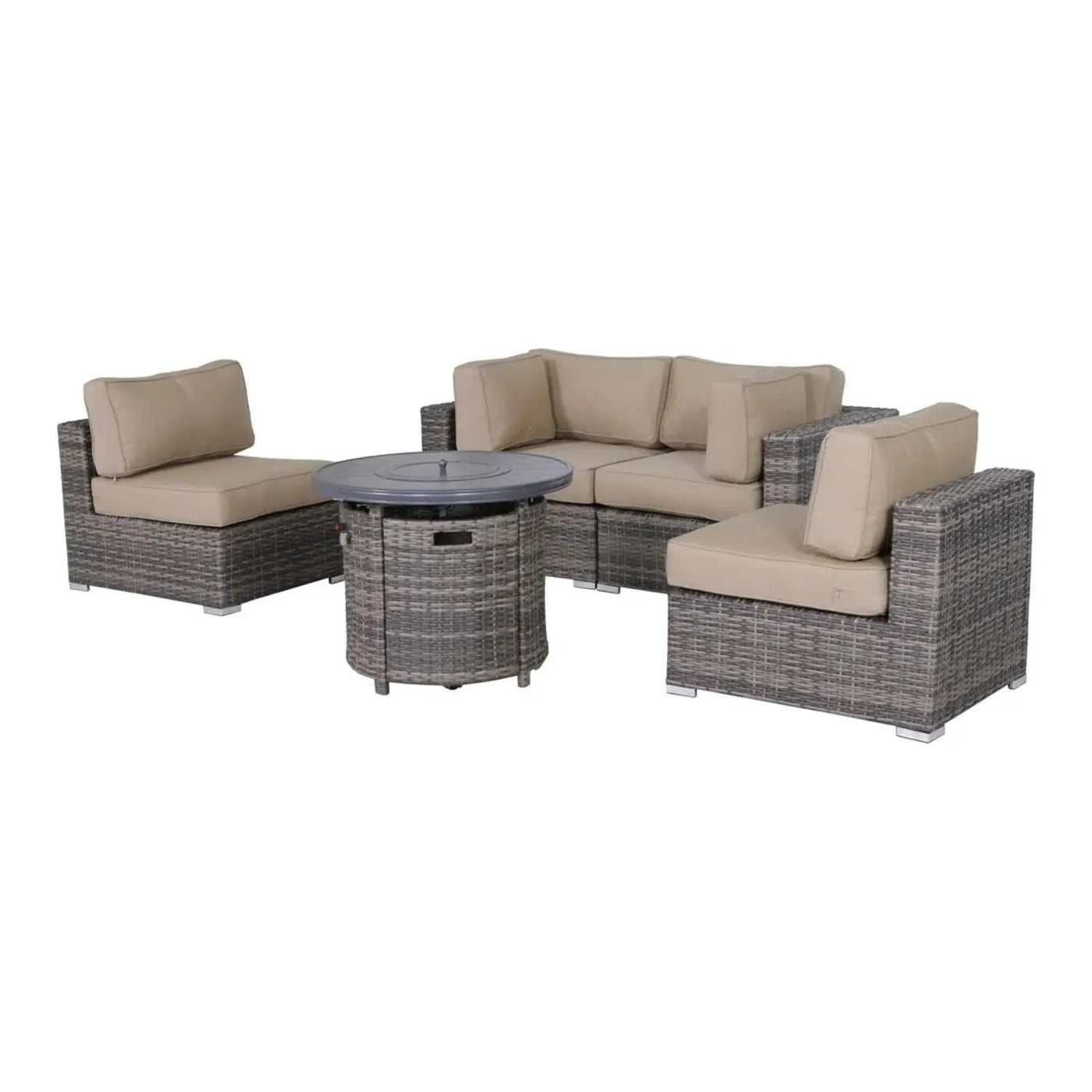 Wicker Outdoor Lounge Set With Cushions And Fire Pit by Unique Piece Furniture