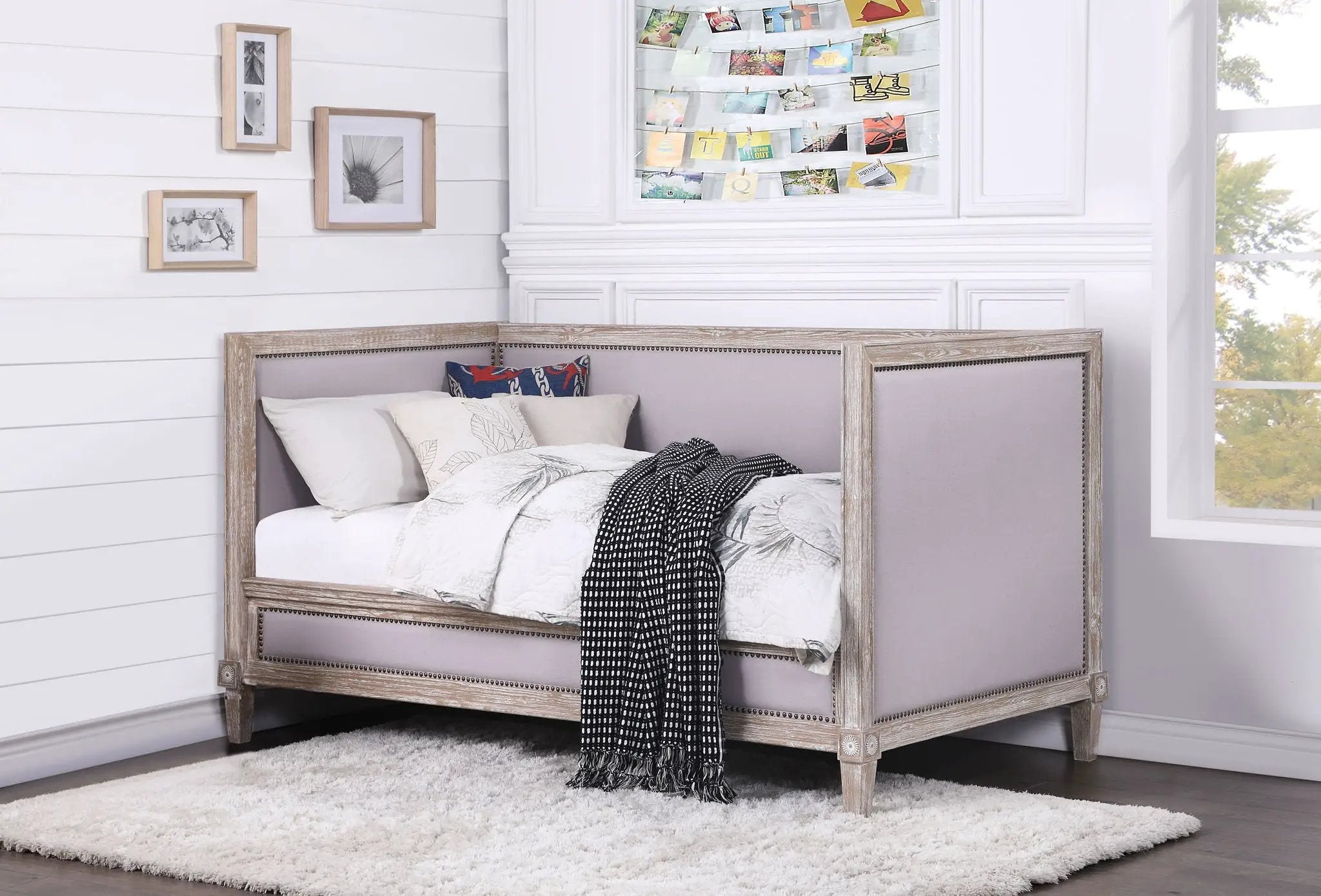 Charlton - Twin Daybed - Beige / Weathered Oak by HouseOfZazla