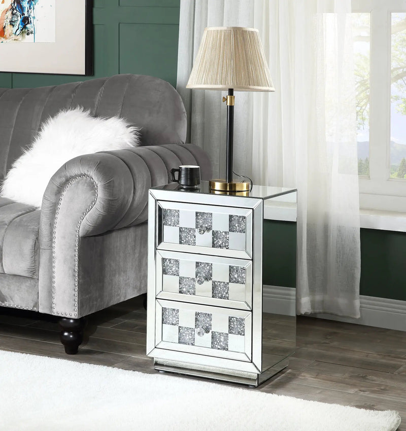 Noralie Mirrored and Faux Diamonds Accent Table by HouseOfZazla