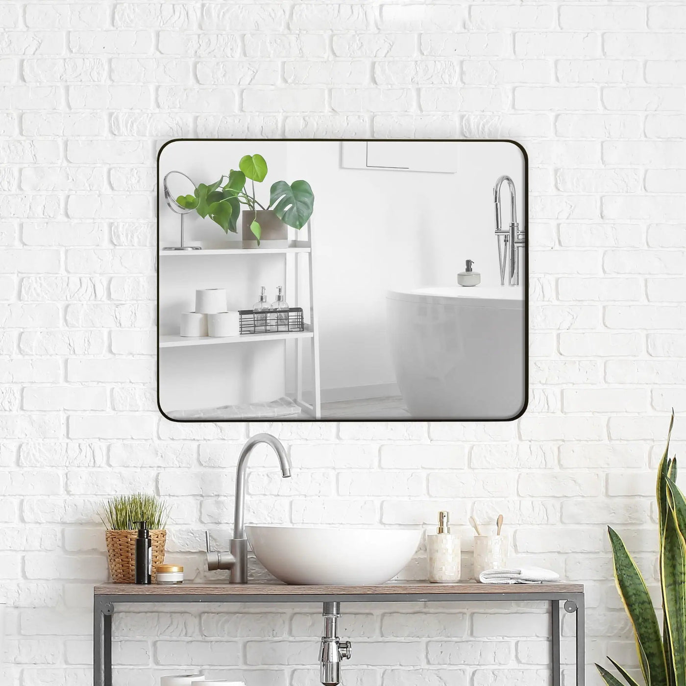 Wall Mirror Rectangular Mirror Metal Framed Mirror Vanity Mirror Dressing Mirror, For Bathroom, Living Room, Bedroom by HouseOfZazla