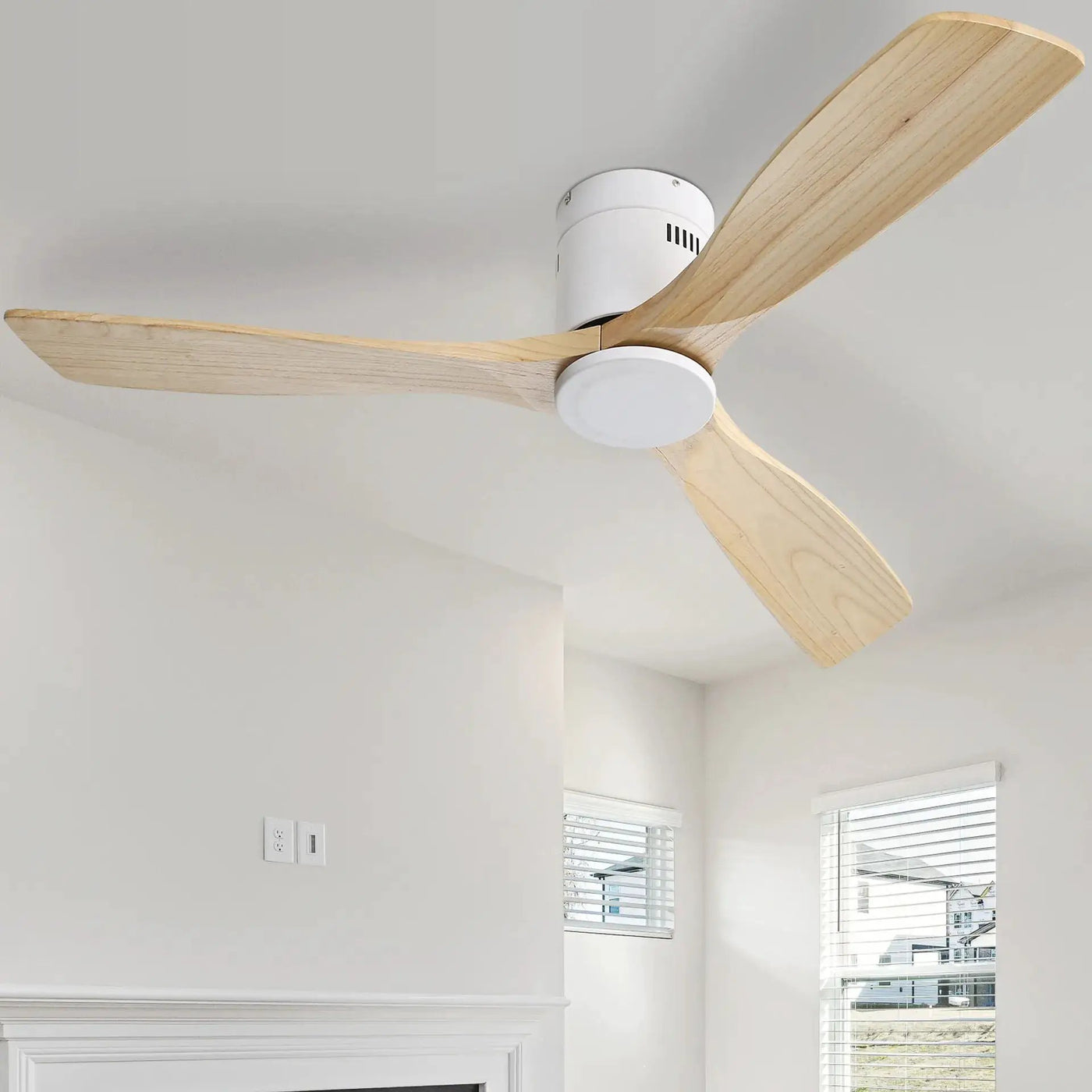 Low Profile Ceiling Fan DC, 3 Blade, Noiseless Reversible Motor, Remote Control by HouseOfZazla